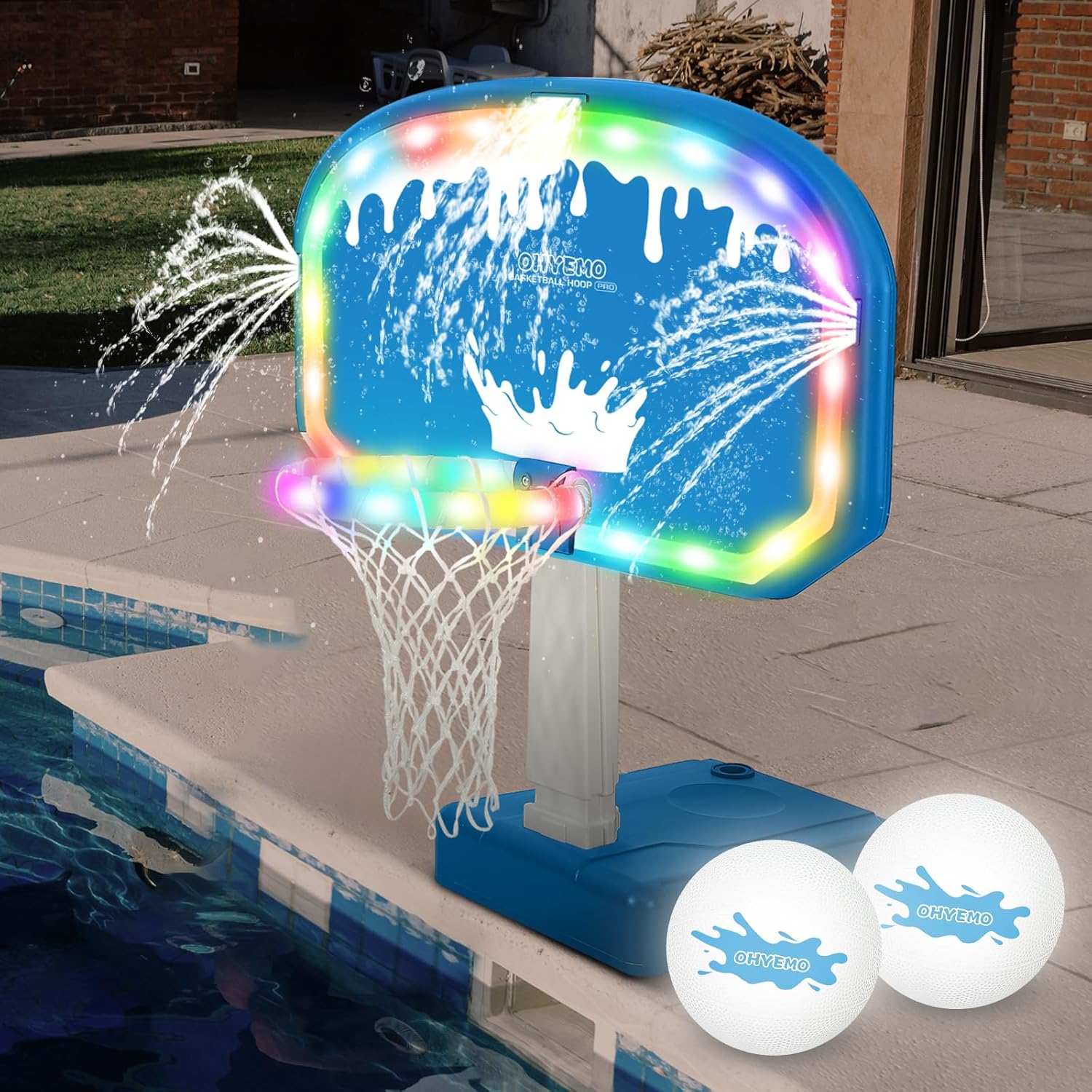 Basketball Hoop - مجموعة لعبة كرة السلة المضيئة للمسابح